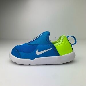 Blue/Neon Green Nike “Lil” Swoosh Toddler Slip-on shoes size 8c